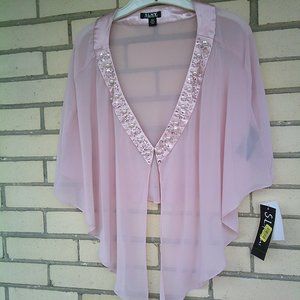 Faded Rose Sheer Beaded Jeweled Neckline Capelet